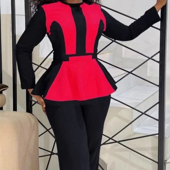 NWT - 2 Piece Pant suit in Black & Red - Picture 4 of 5